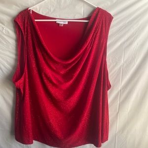 Red scoop neck blouse